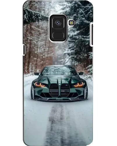 Чехол для Samsung Galaxy A8 2018 (A530F) с картинкой «BMW в зимнем лесу»
