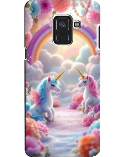 Чехол для Samsung Galaxy A8 2018 (A530F) с картинкой «Радуга и единороги»