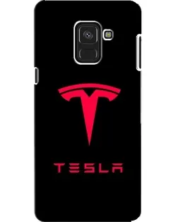 Чехол для Samsung Galaxy A8 2018 (A530F) с картинкой «Tesla Red Logo»