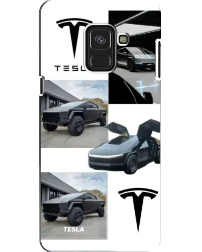 Чехол для Samsung Galaxy A8 2018 (A530F) с картинкой «Коллаж Cybertruck Tesla»