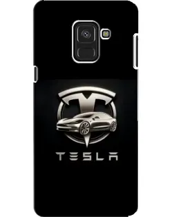 Чехол для Samsung Galaxy A8 2018 (A530F) с картинкой «Tesla — серебристое авто»