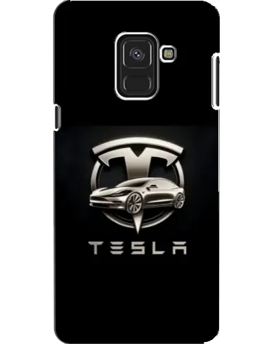 Чехол для Samsung Galaxy A8 2018 (A530F) с картинкой «Tesla — серебристое авто»
