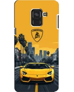 Чехол для Samsung Galaxy A8 2018 (A530F) с картинкой «Желтый Lamborghini город»