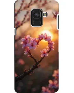 Чехол для Samsung Galaxy A8 2018 (A530F) с картинкой «Розовый цвет сердце на фоне заката»