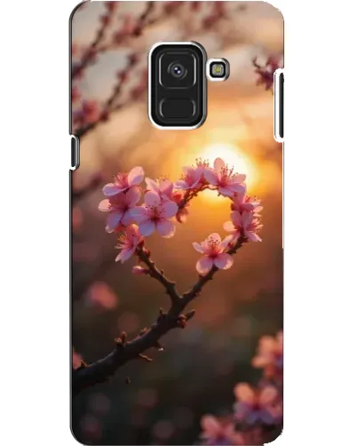 Чехол для Samsung Galaxy A8 2018 (A530F) с картинкой «Розовый цвет сердце на фоне заката»