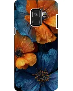 Чехол для Samsung Galaxy A8 2018 (A530F) с картинкой «Яркая сине-оранжевая флора»