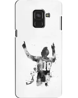 Чехол для Samsung Galaxy A8 2018 (A530F) с картинкой «Черно-белый силуэт Месси»