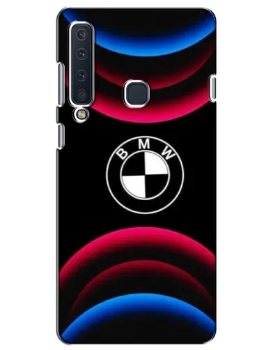 Чехол для Samsung Galaxy A9 2018 (A920) с картинкой «Логотип BMW и неоновые дуги»