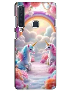 Чехол для Samsung Galaxy A9 2018 (A920) с картинкой «Радуга и единороги»