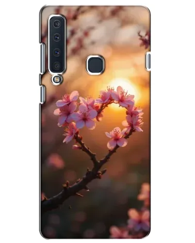 Чехол для Samsung Galaxy A9 2018 (A920) с картинкой «Розовый цвет сердце на фоне заката»