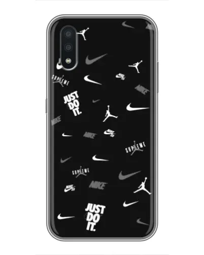 Чехол для Samsung Galaxy A01 Core с картинкой «Nike Black Pattern»