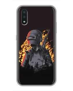 Чехол для Samsung Galaxy A01 Core с картинкой «PUBG — огненный силуэт»