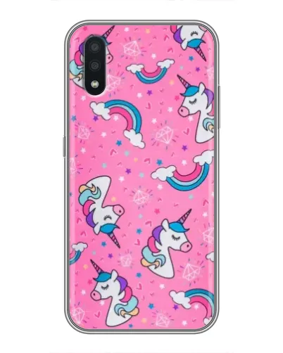 Чехол для Samsung Galaxy A01 Core с картинкой «Unicorn паттерн розовый»