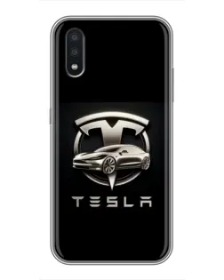Чехол для Samsung Galaxy A01 Core с картинкой «Tesla — серебристое авто»