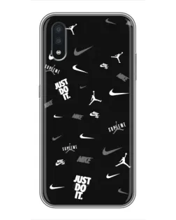 Чехол для Samsung Galaxy A01 с картинкой «Nike Black Pattern» Чехол для Samsung Galaxy A01 с картинкой «Nike Black Pattern»