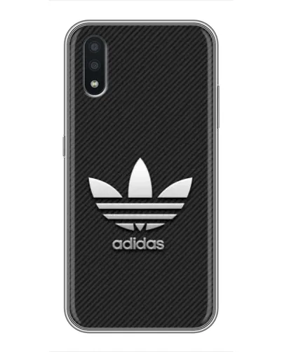 Чехол для Samsung Galaxy A01 с картинкой «Adidas Карбоновая текстура»