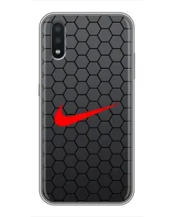 Чехол для Samsung Galaxy A01 с картинкой «Nike — карбоновая сетка» Чехол для Samsung Galaxy A01 с картинкой «Nike — карбоновая сетка»