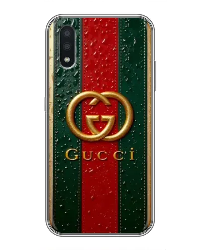 Чехол для Samsung Galaxy A01 с картинкой «Gucci — фирменная полоса и золото» Чехол для Samsung Galaxy A01 с картинкой «Gucci — фирменная полоса и золото»