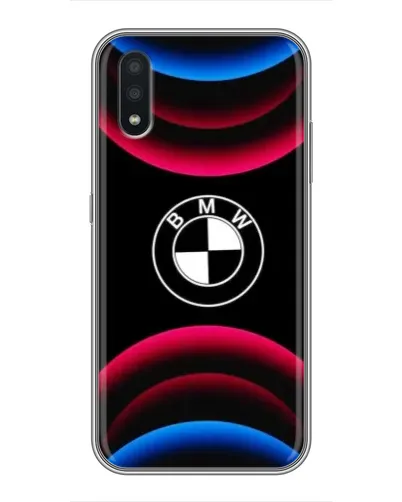 Чехол для Samsung Galaxy A01 с картинкой «Логотип BMW и неоновые дуги» Чехол для Samsung Galaxy A01 с картинкой «Логотип BMW и неоновые дуги»