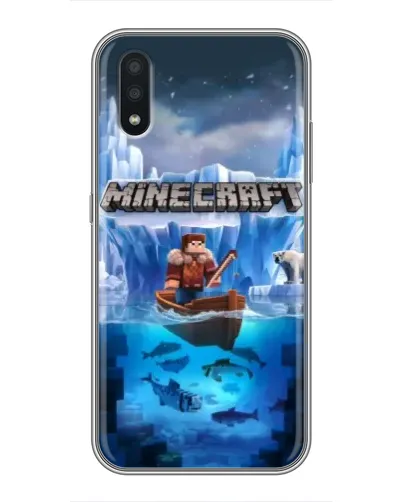 Чехол для Samsung Galaxy A01 с картинкой «Minecraft ледяной мир»