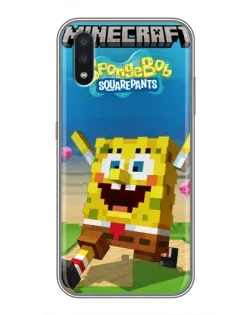 Чехол для Samsung Galaxy A01 с картинкой «Губка Боб Minecraft»