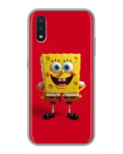 Чехол для Samsung Galaxy A01 с картинкой «Спанч Боб на красном»