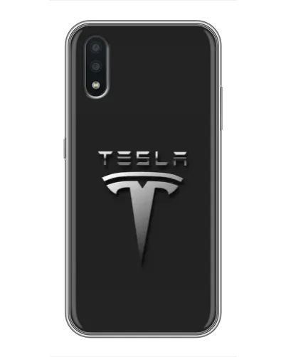 Чехол для Samsung Galaxy A01 с картинкой «Стальной логотип Tesla» Чехол для Samsung Galaxy A01 с картинкой «Стальной логотип Tesla»