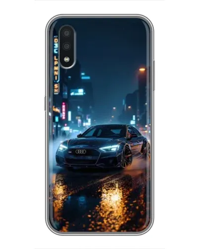 Чехол для Samsung Galaxy A01 с картинкой «Ночной город и Audi»