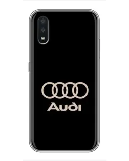 Чехол для Samsung Galaxy A01 с картинкой «Audi — золотой логотип»