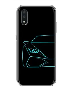 Чехол для Samsung Galaxy A01 с картинкой «Голубой силуэт Lamborghini» Чехол для Samsung Galaxy A01 с картинкой «Голубой силуэт Lamborghini»