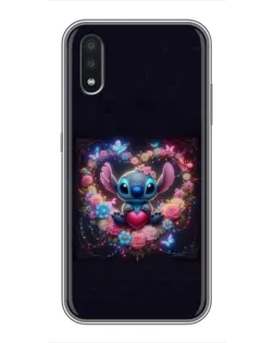 Чехол для Samsung Galaxy A01 с картинкой «Stitch в цветах»