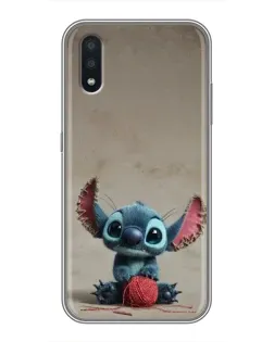 Чехол для Samsung Galaxy A01 с картинкой «Стич на коричневом фоне»