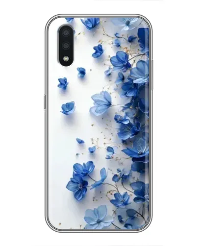 Чехол для Samsung Galaxy A01 с картинкой «Голубой цветочный каскад»