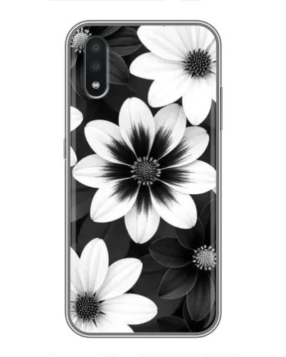 Чехол для Samsung Galaxy A01 с картинкой «Монохромные астры»