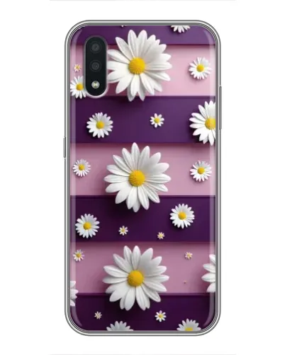 Чехол для Samsung Galaxy A01 с картинкой «Ромашки на фиолетовом»