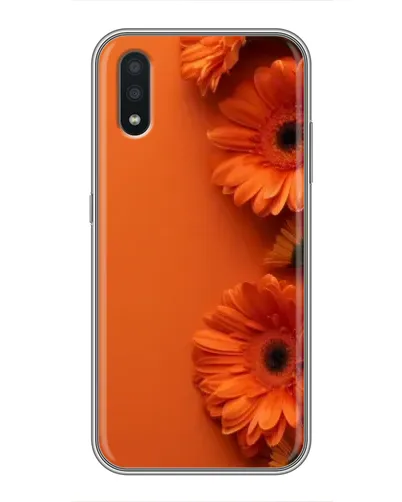 Чехол для Samsung Galaxy A01 с картинкой «Оранжевые герберы»