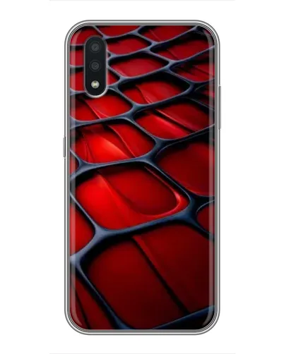 Чехол для Samsung Galaxy A01 с картинкой «Красная глянцевая сетка»