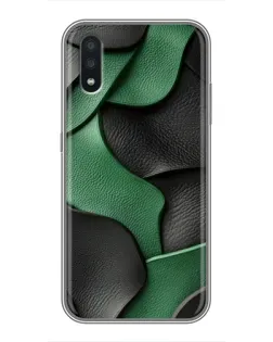 Чехол для Samsung Galaxy A01 с картинкой «Зеленые кожаные волны»