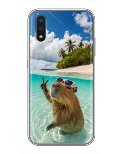 Чехол для Samsung Galaxy A01 с картинкой «Капибара на море»