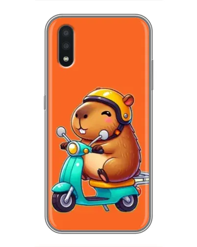 Чехол для Samsung Galaxy A01 с картинкой «Капибара на скутере»