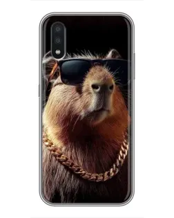 Чехол для Samsung Galaxy A01 с картинкой «Капибара золотая цепь»