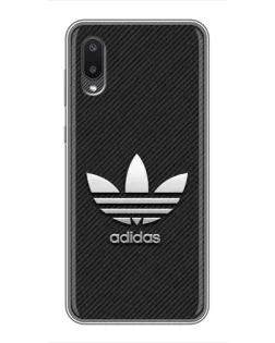 Чехол для Samsung Galaxy A02 с картинкой «Adidas Карбоновая текстура»