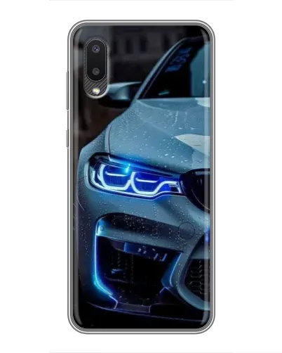 Чехол для Samsung Galaxy A02 с картинкой «Взгляд BMW с синими фарами» Чехол для Samsung Galaxy A02 с картинкой «Взгляд BMW с синими фарами»