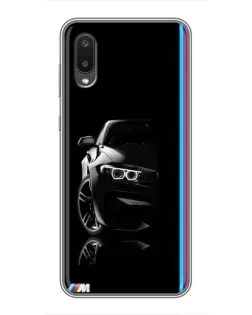 Чехол для Samsung Galaxy A02 с картинкой «Силуэт BMW в темноте»