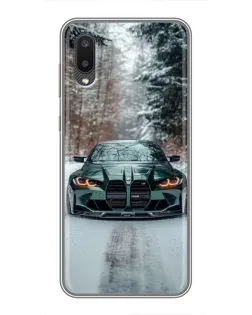 Чехол для Samsung Galaxy A02 с картинкой «BMW в зимнем лесу»