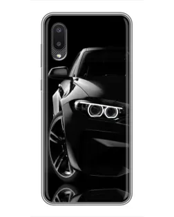 Чехол для Samsung Galaxy A02 с картинкой «Черная BMW — профиль»