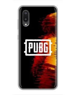Чехол для Samsung Galaxy A02 с картинкой «Яркий логотип PUBG»