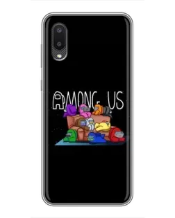 Чехол для Samsung Galaxy A02 с картинкой «Логотип Among Us»