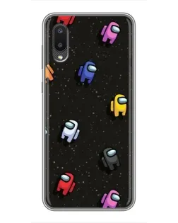 Чехол для Samsung Galaxy A02 с картинкой «Космический паттерн Among Us»