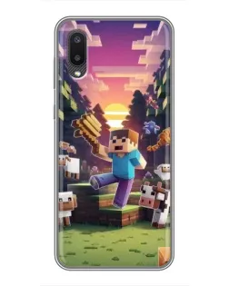 Чехол для Samsung Galaxy A02 с картинкой «Стив на ферме»